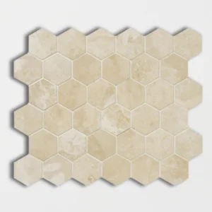 IVORY HEXAGON Tarvertino Ivory matinė — Mozaikų vonios