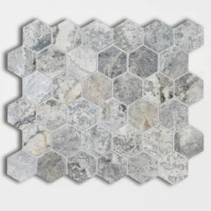 SILVER Travertino matinė Hexagon — Mozaikų vonios