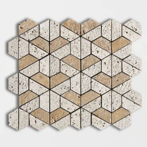 WALNUT NOCE Travertino Hexagon 3D natūralus Travertinas