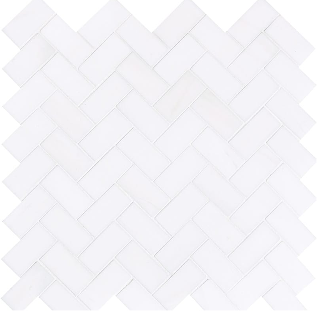 Marmuro snow white mozaika herringbone