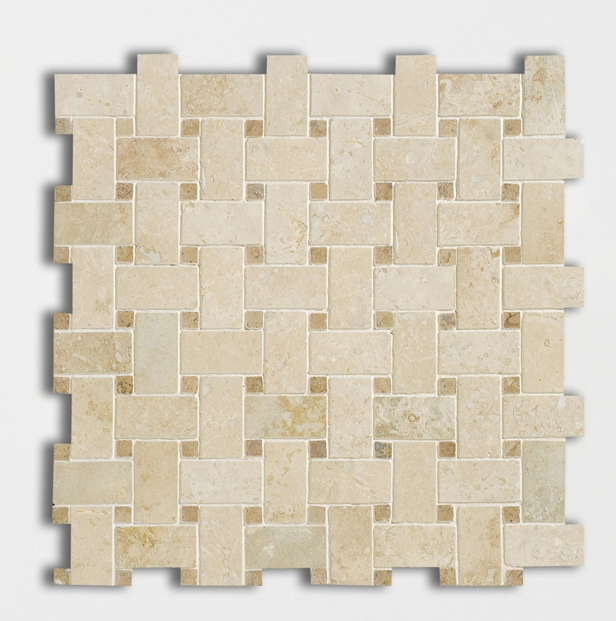 Travertino ivory matine mozaika basket weave